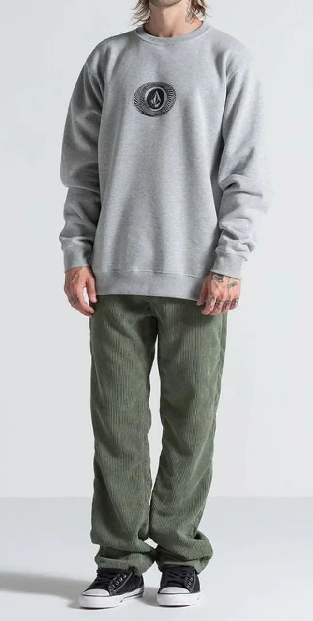 CALÇA VOLCOM SOLID CORD KINKADE VERDE NOVA - Foto 4