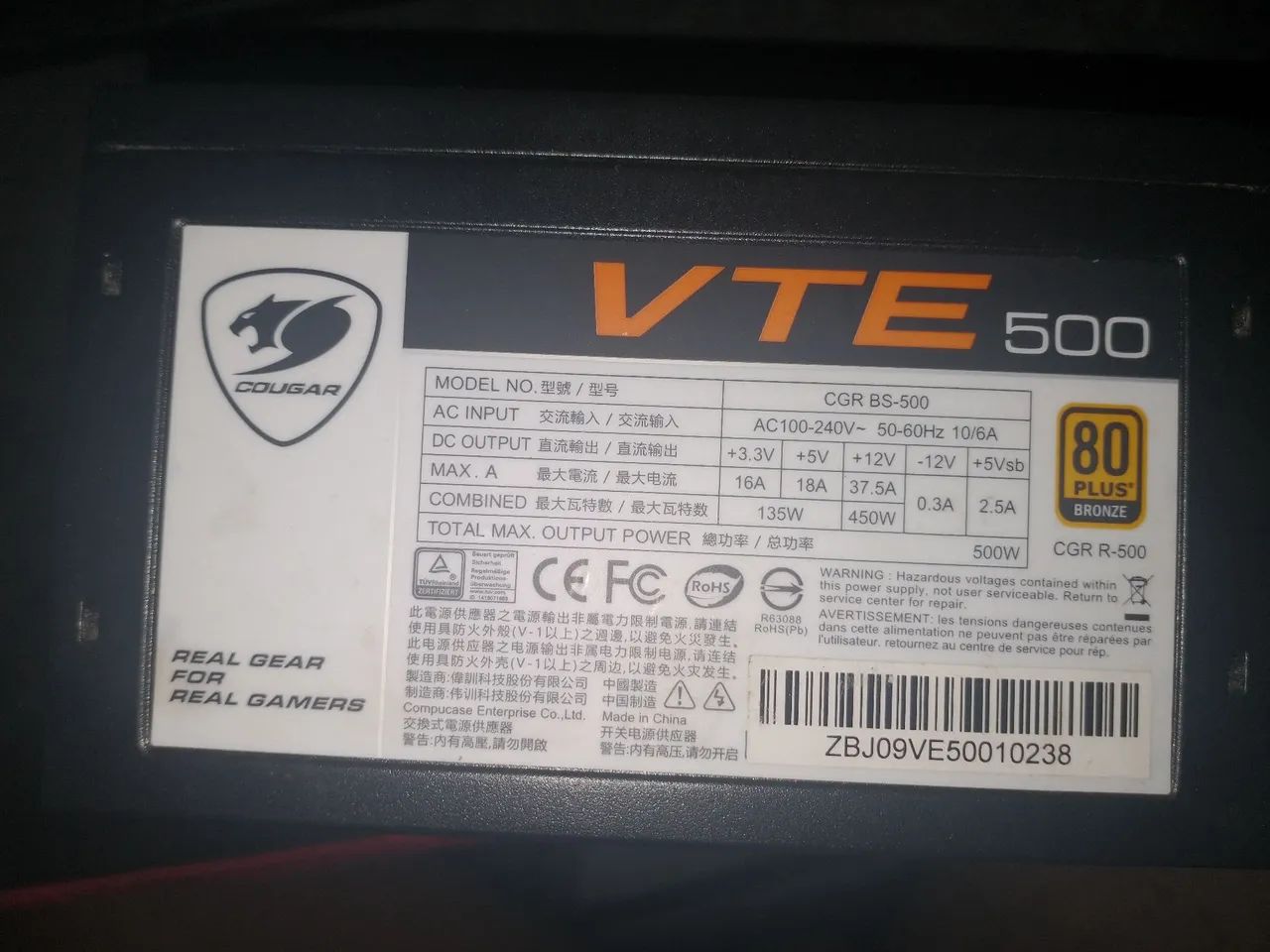 Fonte cougar VTE 500W
