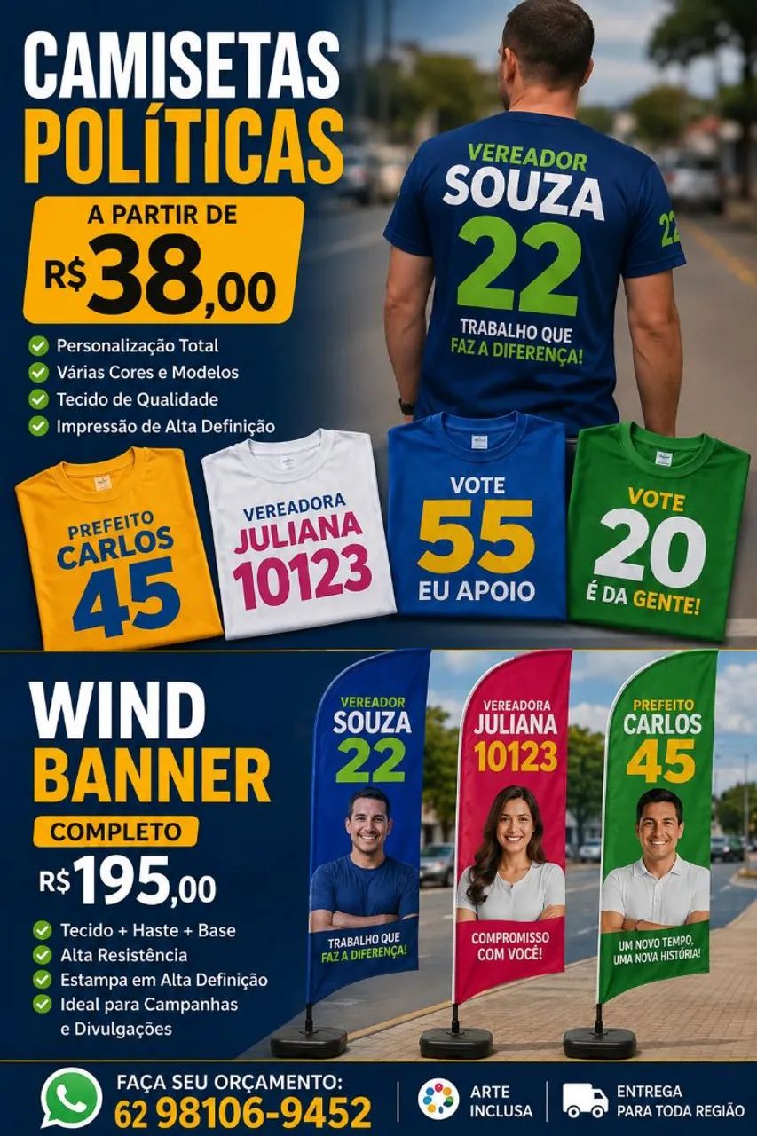CAMISETAS E WINDBANNER POLÍTICA 