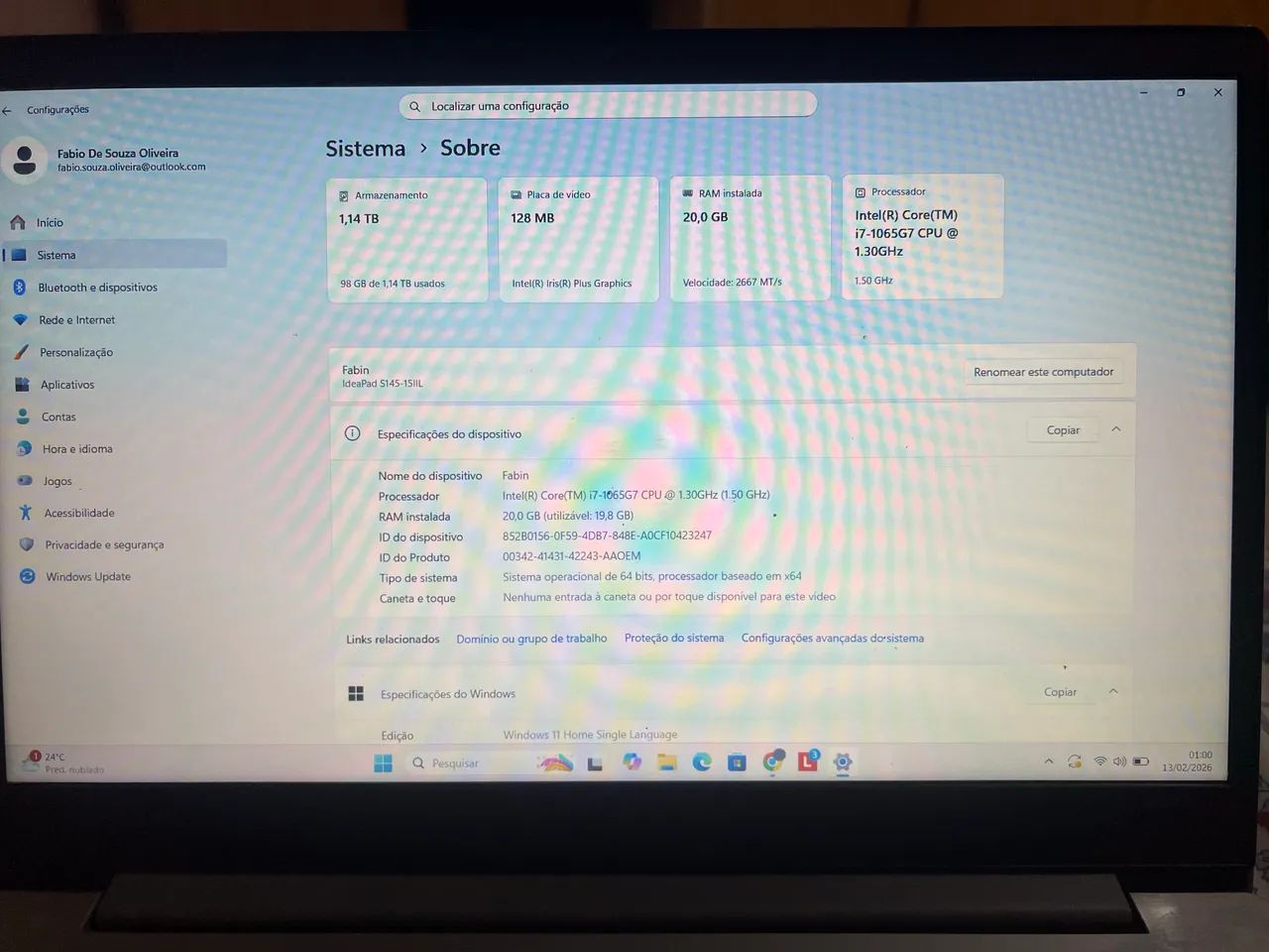     Notebook Lenovo IdeaPad S145-15IIL - Foto 3