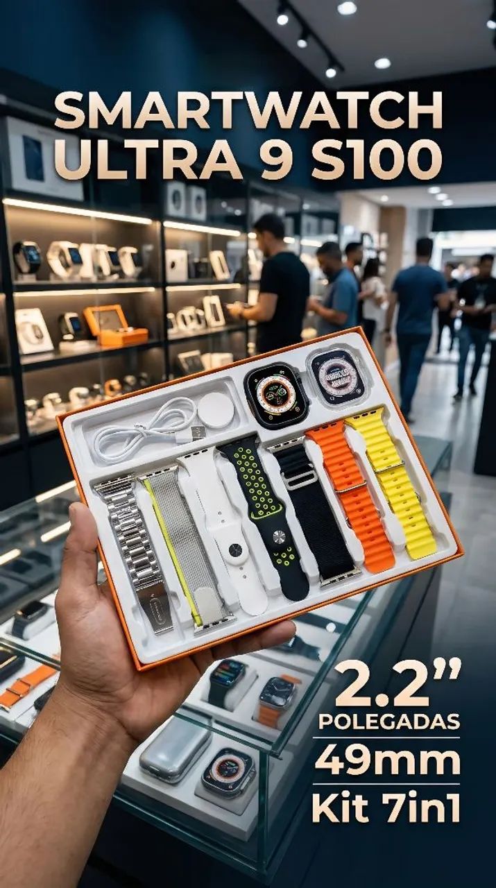 SMARTWATCH ULTRA 9 S100 2.2" POLEGADAS 49mm (BRANCO)<br><br>7in1 (BRANCO) (