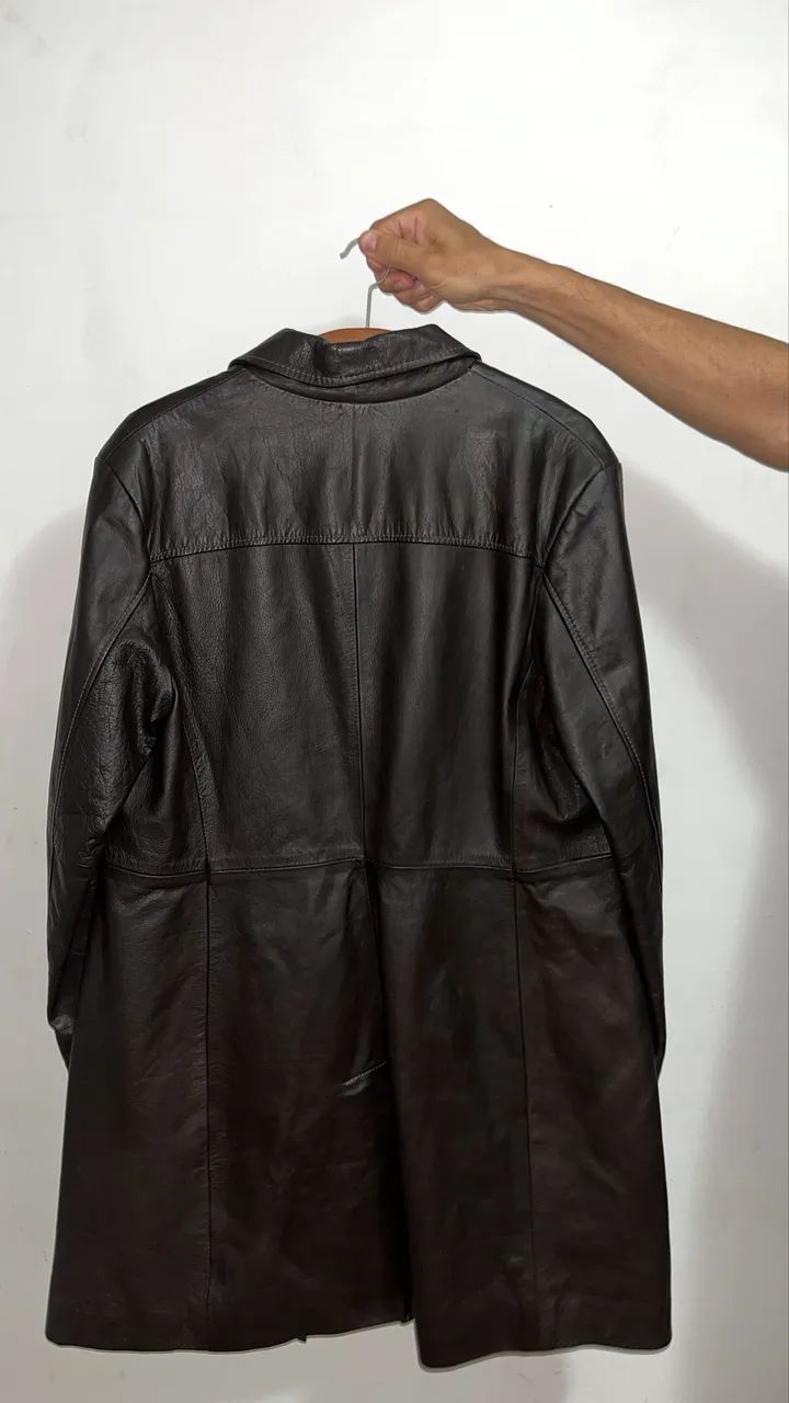 Casaco de couro toscana sportswear marrom - Foto 3