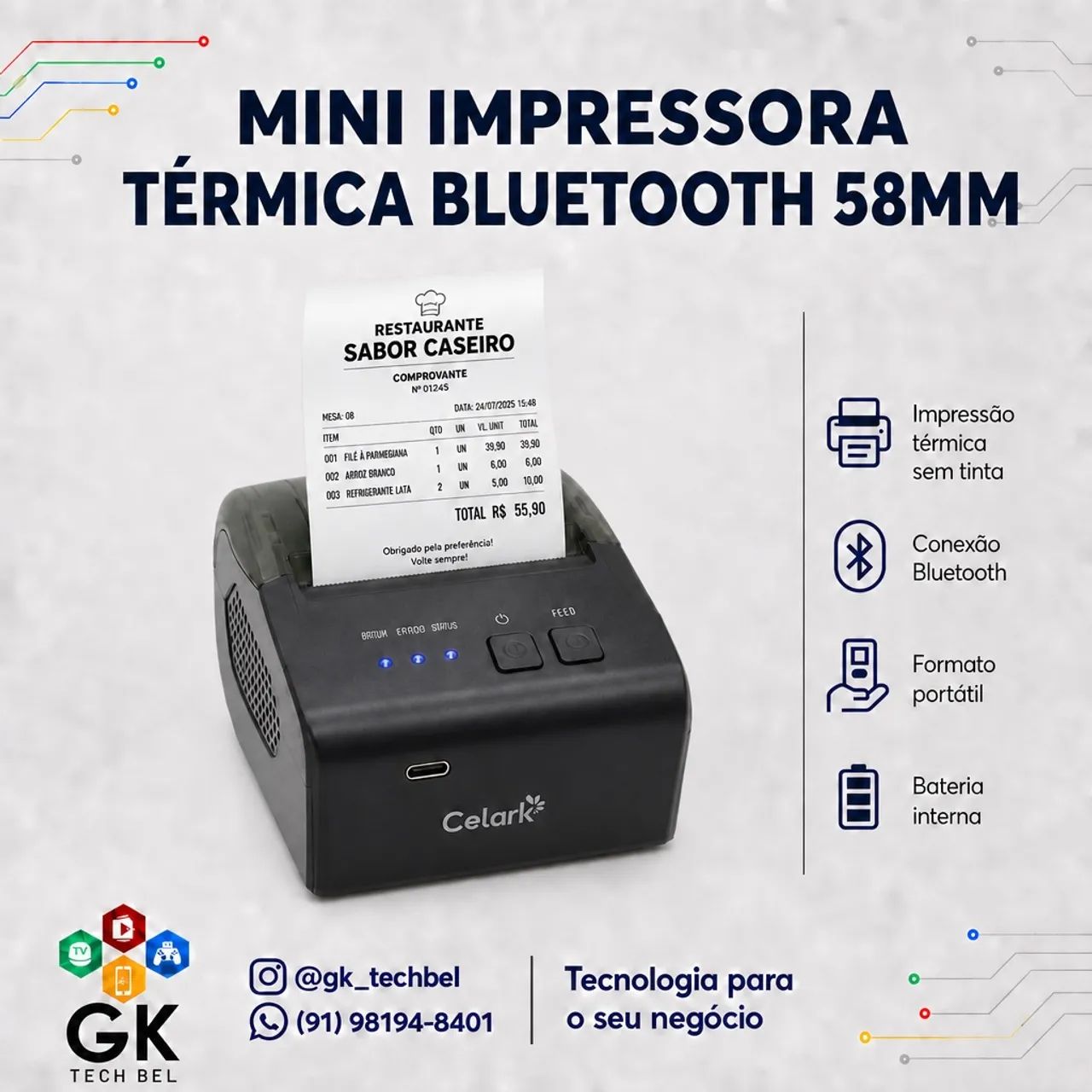 Impressora Térmica Portátil (entrega gratis) - Foto 2
