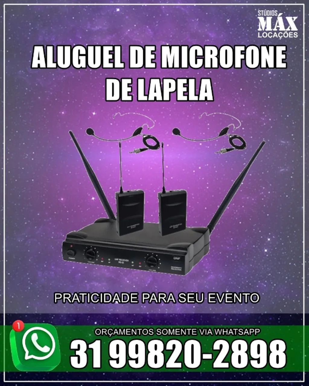 Aluguel de microfones auriculares sem fio para palestras e eventos
