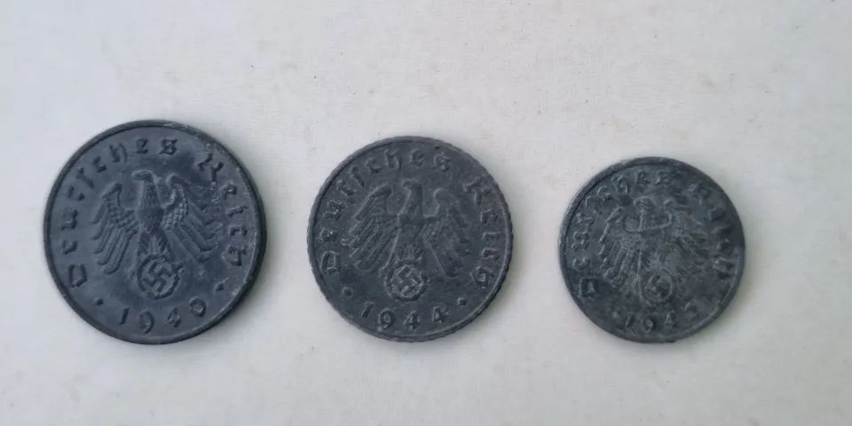 Moedas alemãs reichspfennig de zinco