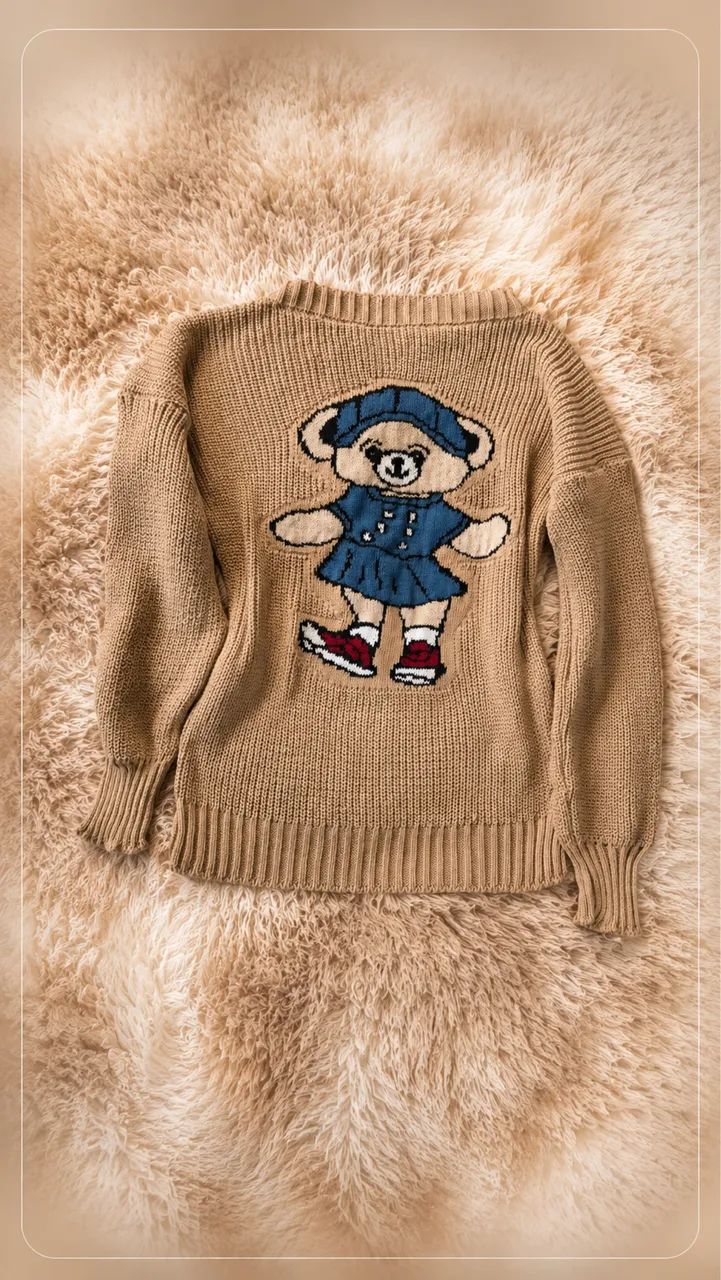 Blusa tricô ursinho 