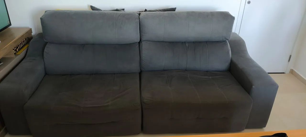 Vendo Sofá 5 lugares cinza retrátil