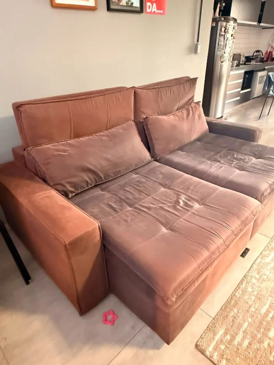 Sofá Retrátil e Reclinável 2 Lugares - Suede Marrom - Foto 4