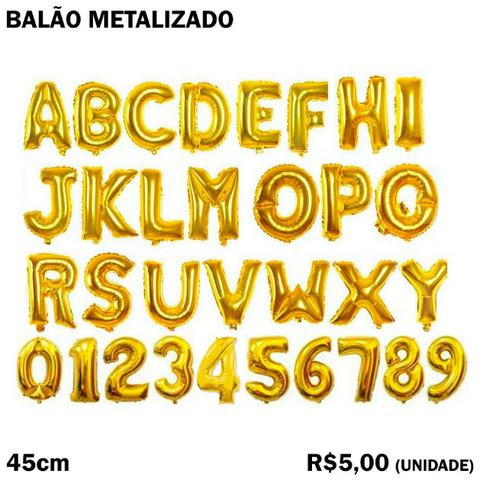 Balão Alfanumérico com Letras e Números 45cm