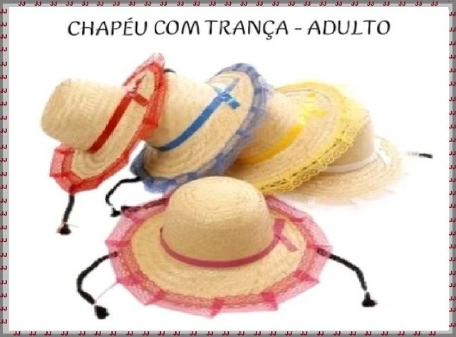 Chapéu junino adulto com renda e tranças - Foto 2