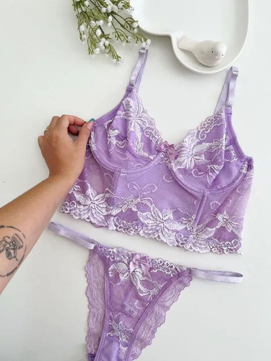 Conjunto de lingerie sutiã e calcinha moda íntima  - Foto 2