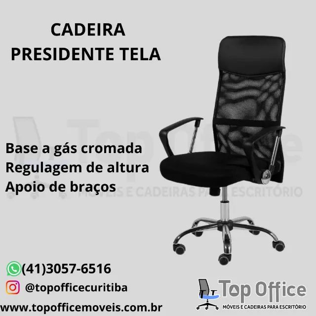 Cadeira Presidente Confort - Cadeira Presidente com Encosto de Tela - Cadeira Nova - Foto 3