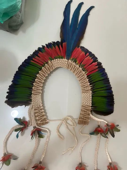 Cocar indígena com penas naturais  - Foto 4