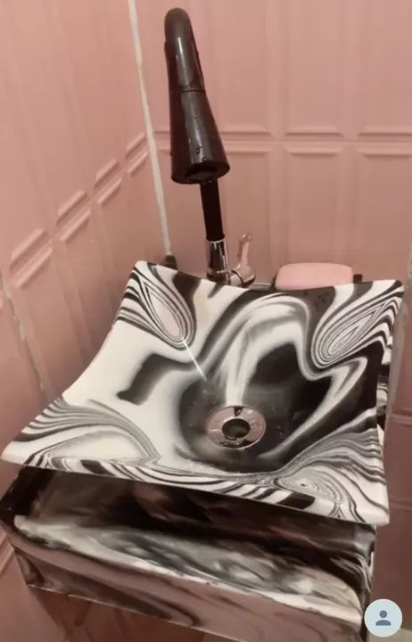 Pia Cuba rajada 29x29 e Bancada rajada 30x45 no mármore sintético para banheiro - Foto 3