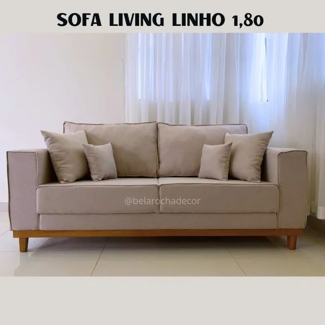 Sofá Benny Living 180cm 3 Lugares Linho Cinza Novo - Foto 3