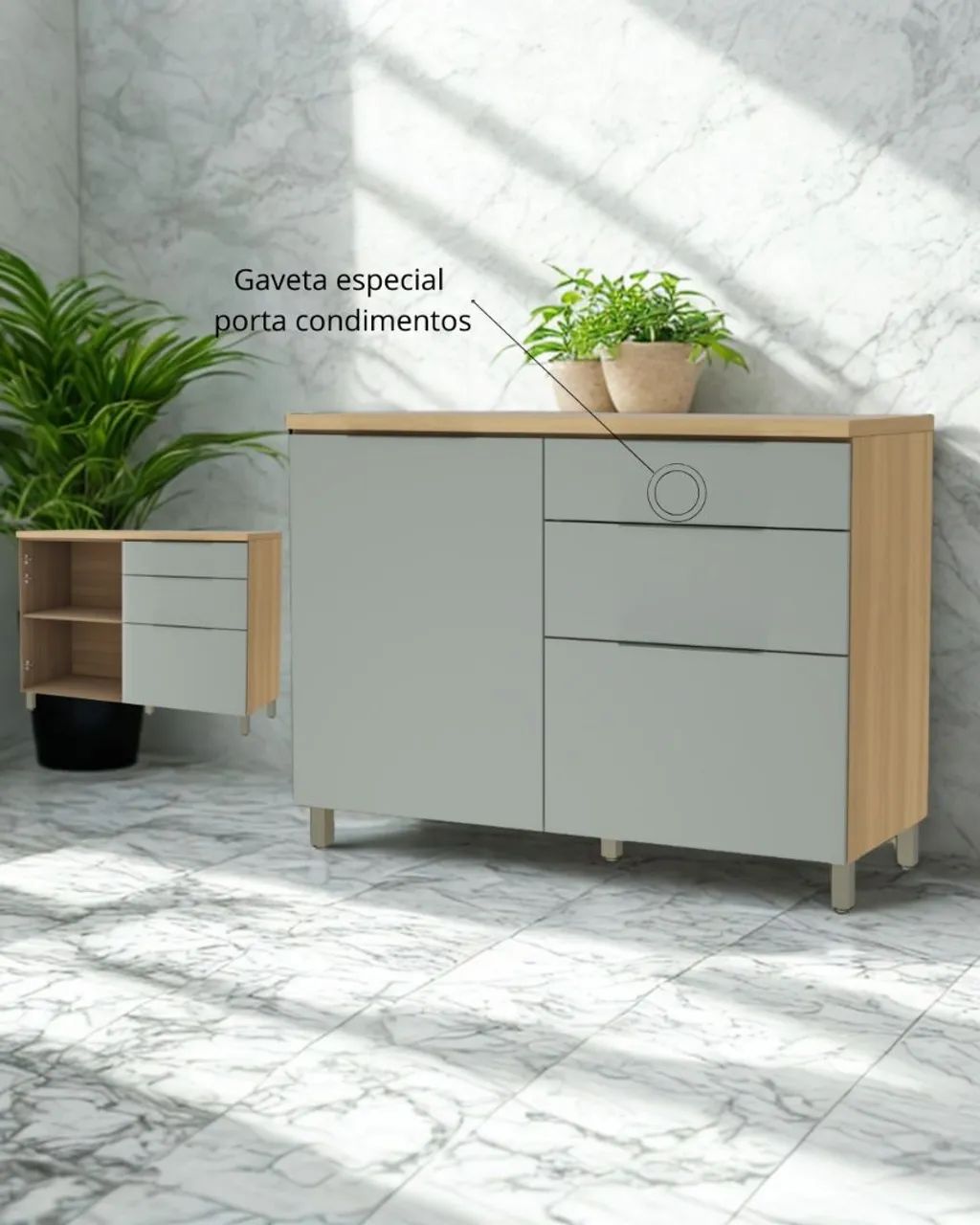 OK - BALCÃO 1 PORTA E 3 GAVETAS 100% MDF - MARQUESA - Foto 2