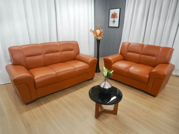 Conjunto de Sofá 2 e 3 Lugares Corino Caramelo