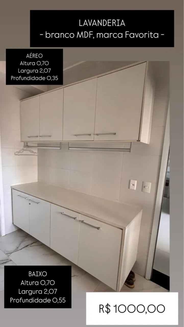 Lavanderia Completa em MDF Branco Favorita