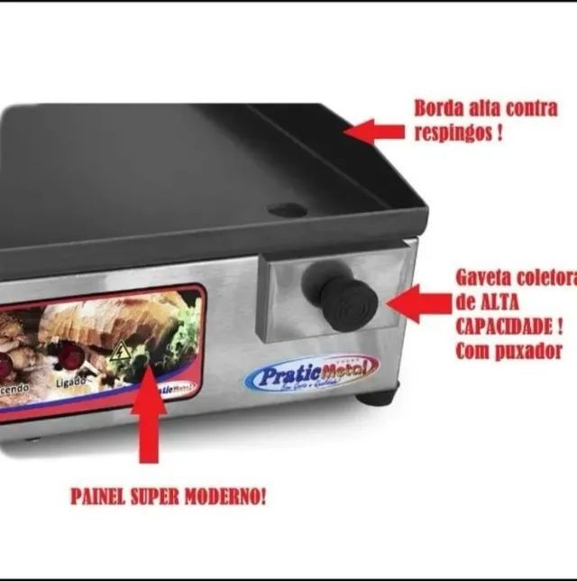Chapa INOX, 70x30 com coletor de gordura e abafador, garantia. Entrega GRÁTIS* - Foto 2