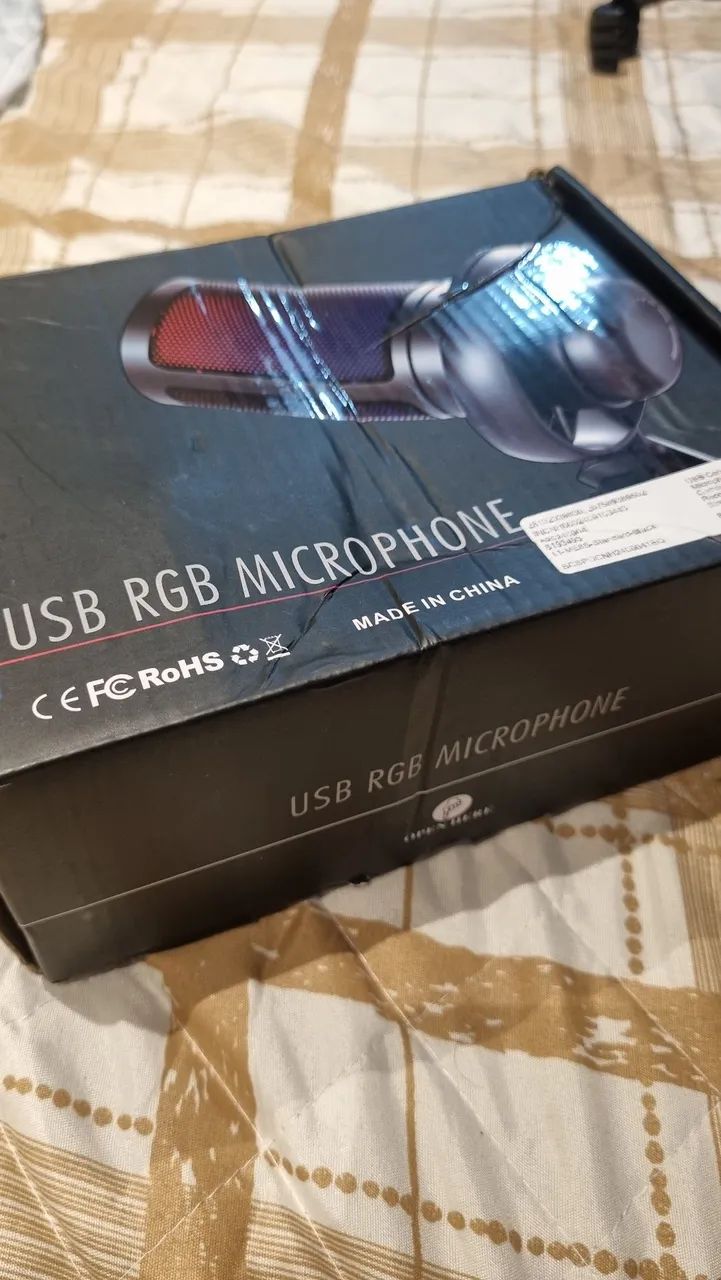 Microfone USB RGB para Streamer e Gamer