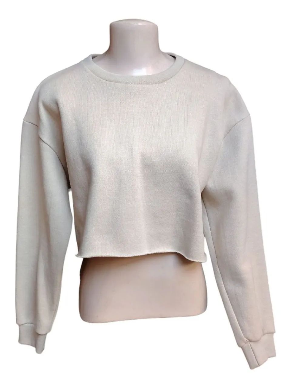 Moletom cropped bege super macio 