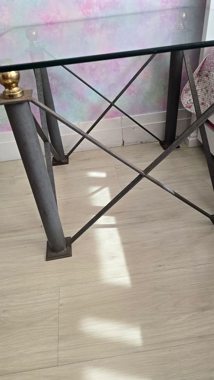 MESA DE FERRO E VIDRO - Foto 3