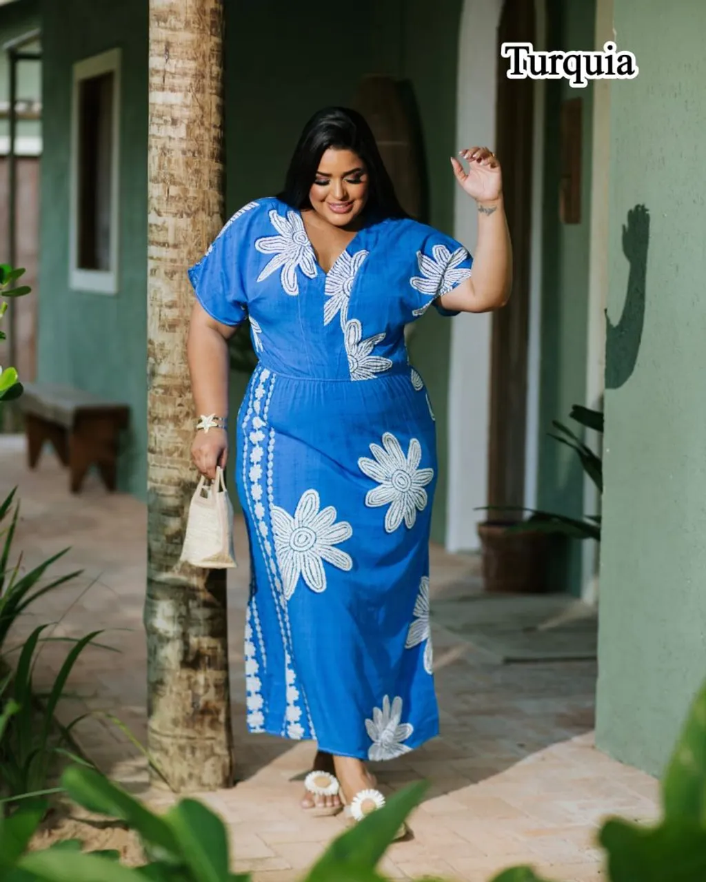 Vestido Longo Floral Azul - Turquia