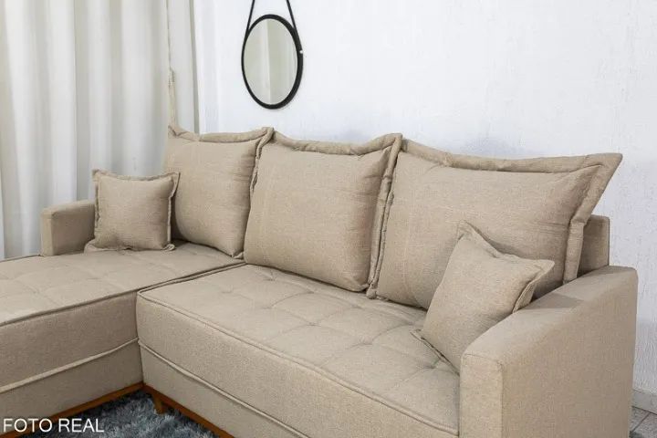 *Sofá 3 Lug. Com Chaise Milão 2.30 cm Linho Pronta Entrega - Foto 4
