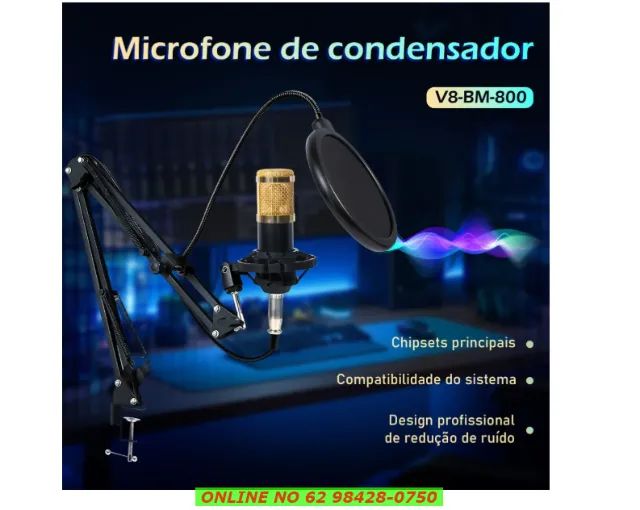 Kit Interface Mesa V8+ Microfone Bm800 Com Braço Articulado - Foto 6