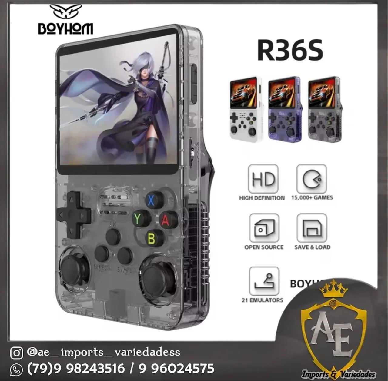 Console Portátil Retro R36S - 15.000 Jogos!