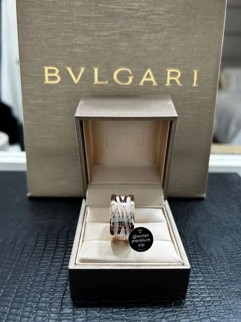 Anel Aliança bvlgari bzero Ceramica branca vazada  - Foto 3