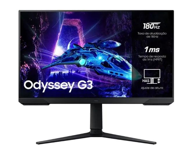 Monitor Gamer Samsung Odyssey G3", 27", 180Hz, 1ms,Ajuste de Altura,Freesync,DP,HDMI,FHD