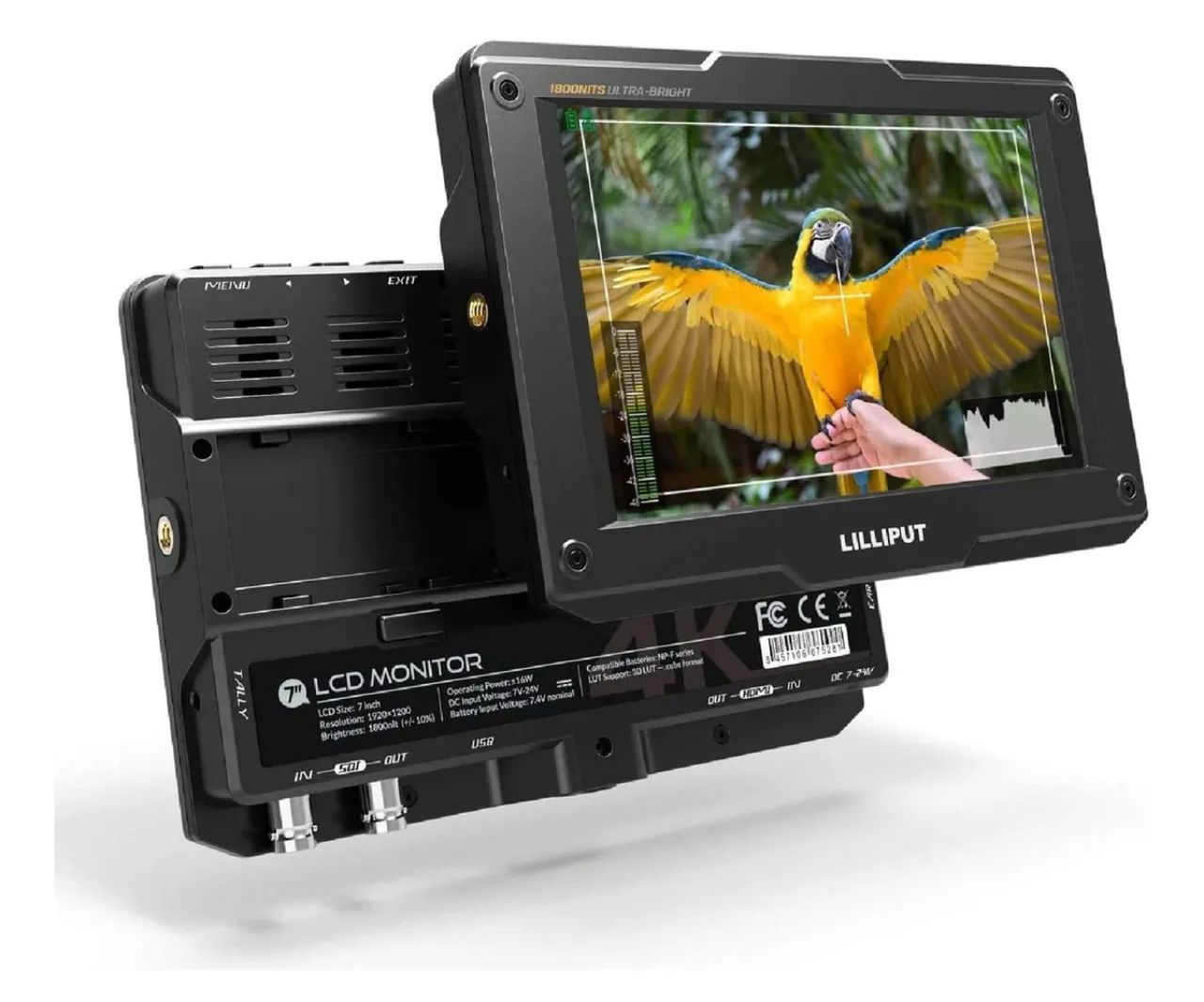 Monitor Led De Campo Full Hd Lilliput H7s 7 Com 4k Hdmi E SDI com Case Pelican