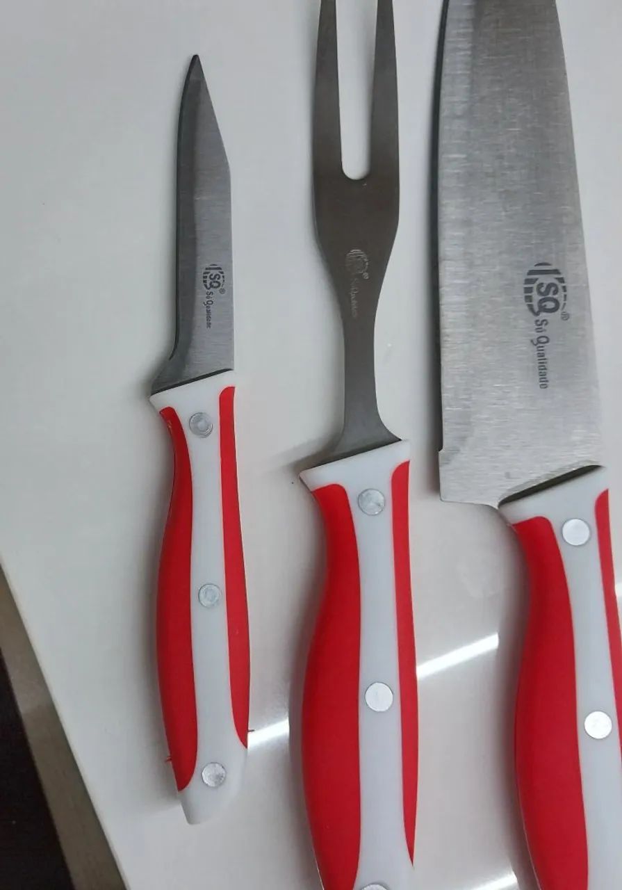 Conjunto de 3 facas para churrasco 
