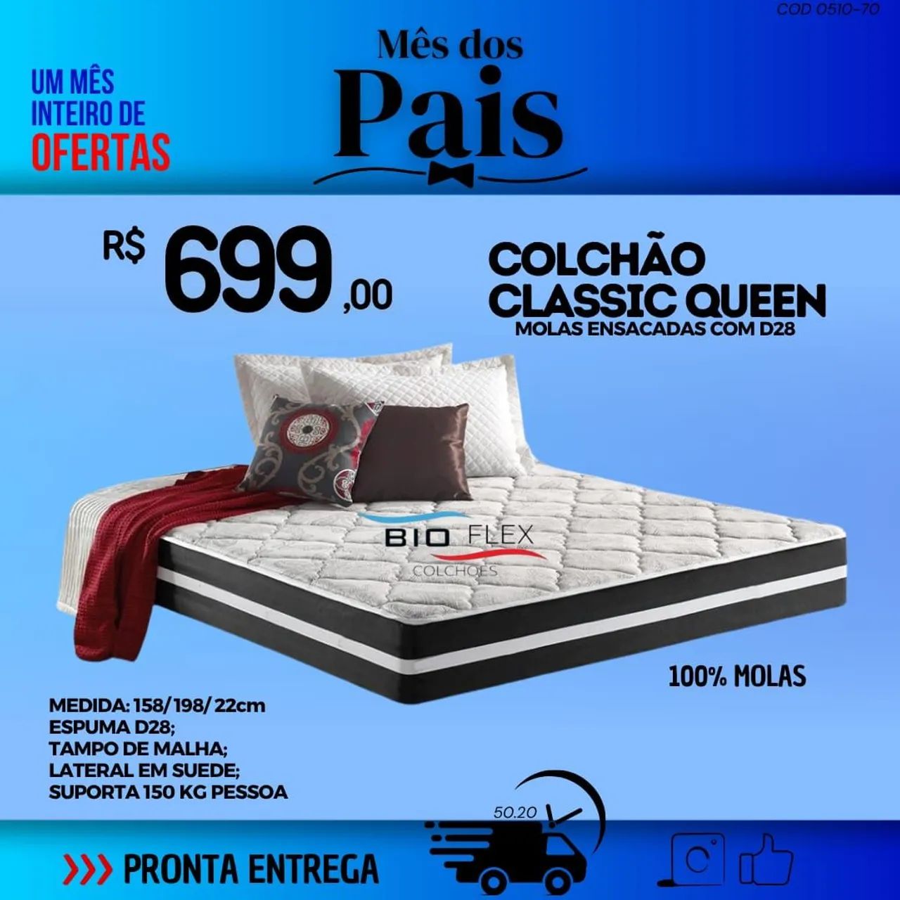 Colchão casal molas ensacada Queen 