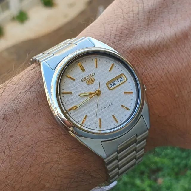 Relógio Seiko 5 Automático Mostrador Texturizado Snxg47k - Foto 5