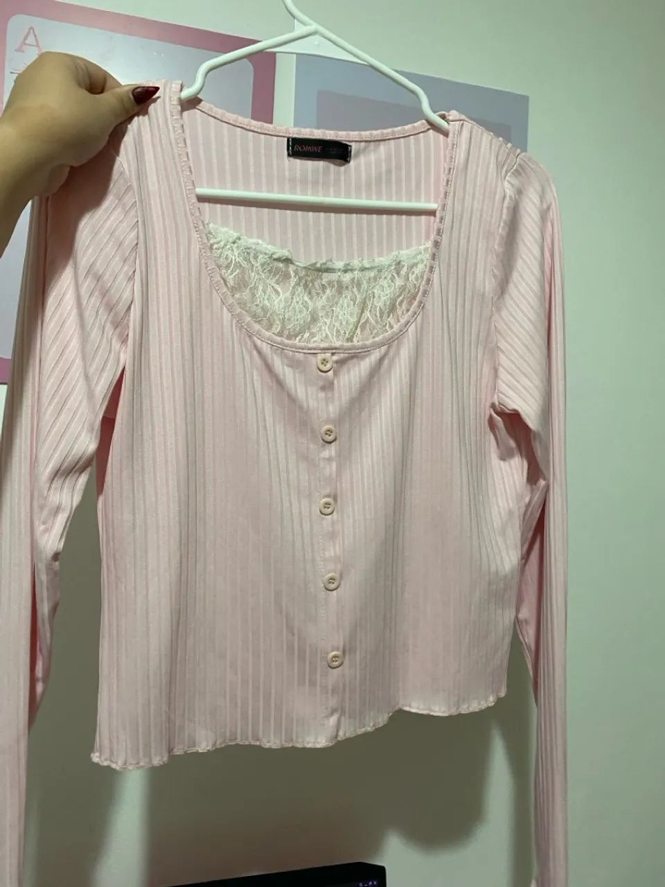 Blusa de renda rosa coquette - Foto 2