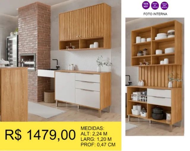 CONJUNTO AEREO 100% MDF RIPADO   - Foto 2