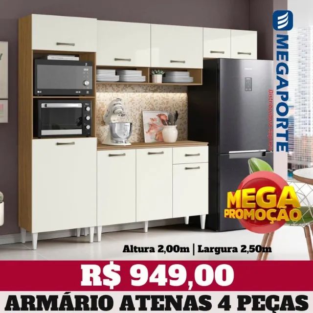Armário de Cozinha Completo 2 Nichos Balcão 3 Portas (NOVO) Entrega Grátis!  - Foto 2