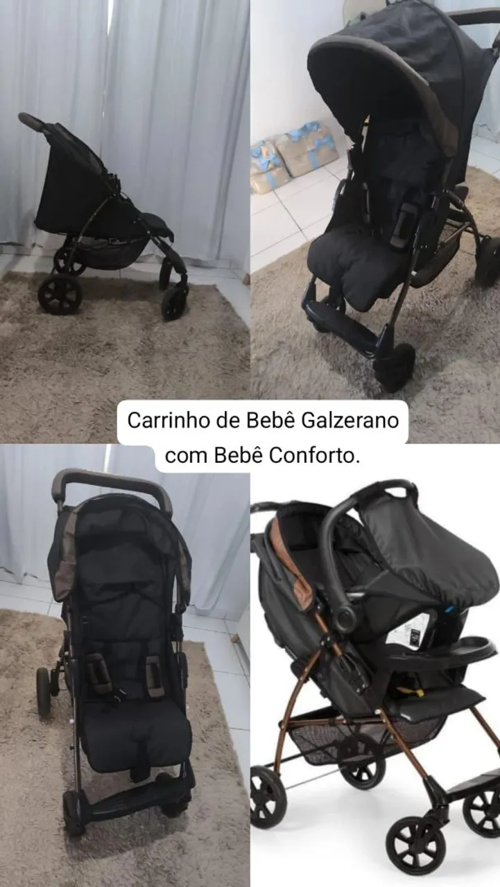 Carrinho de Bebê Galzerano com Bebê Conforto