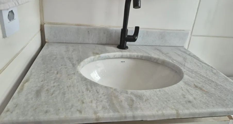 Bancada Para Banheiro Light Com Cuba Mármore 60X45Cm Branco Venturini - Foto 3