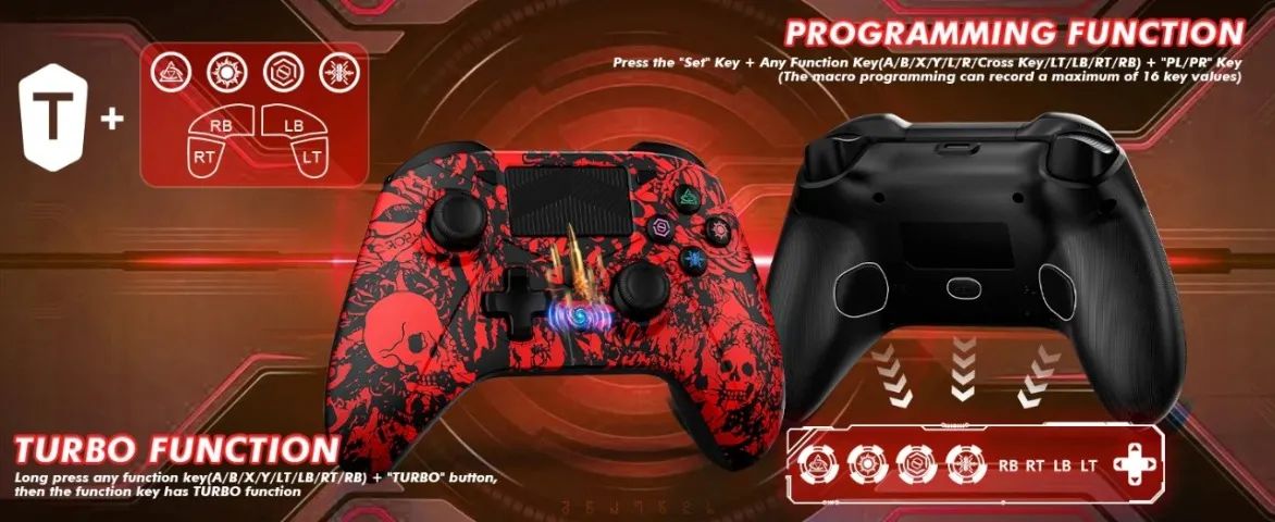 ps5/ps4/ps3/switch/android/pc gamepad sem fio, efeito hall de vibração triba func - Foto 3