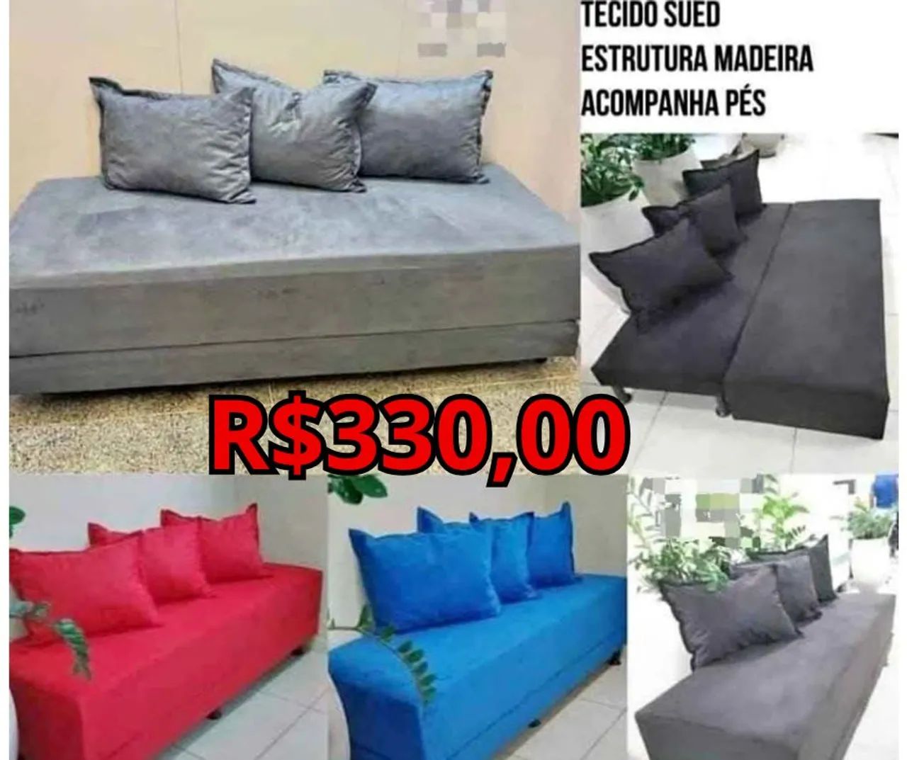 330,00 SOFANETE COM PÉ A PRONTA ENTREGA/ PAGA SÓ NA ENTREGA 
