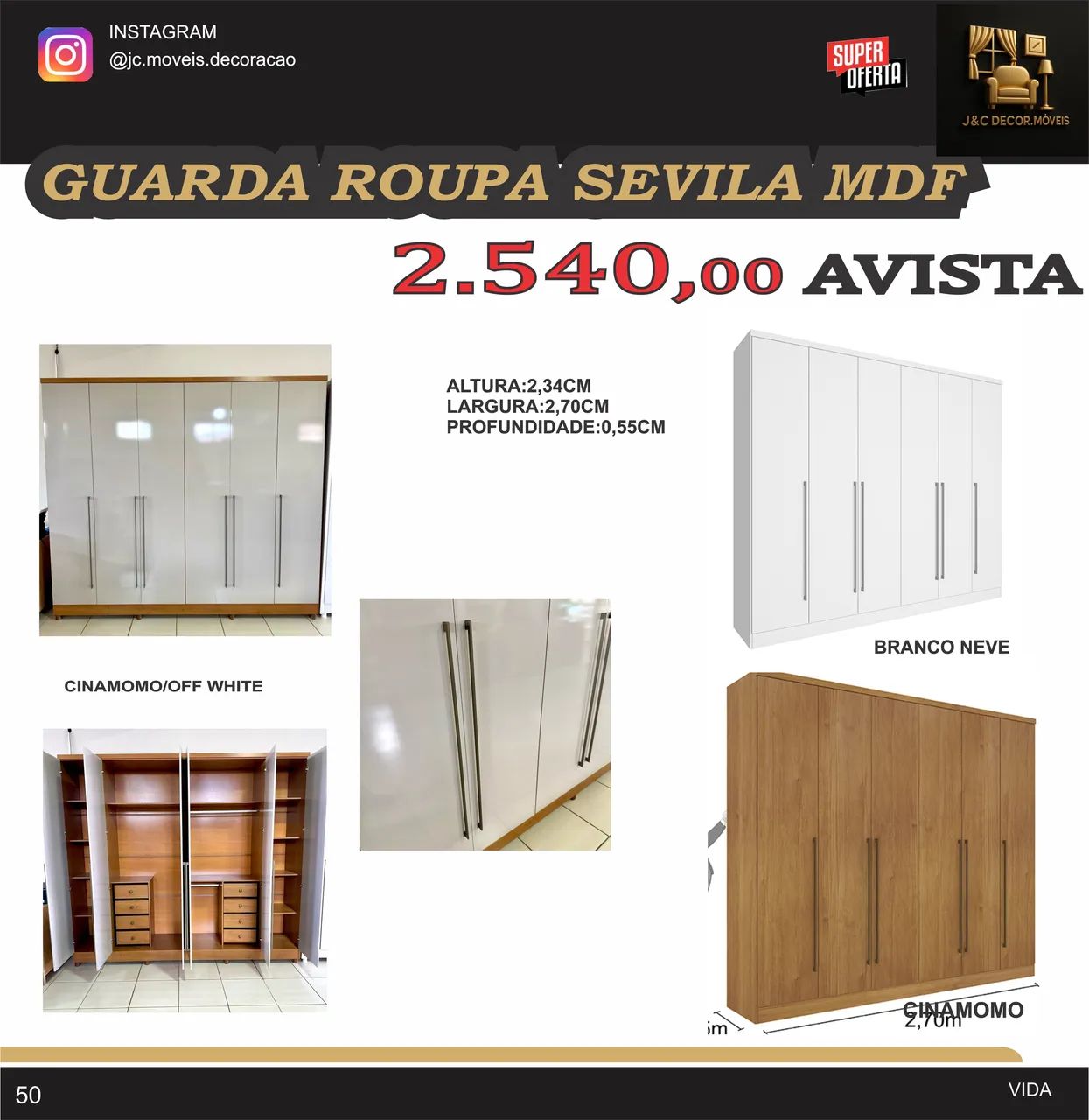ROUPEIRO SEVILHA 6 PORTAS MDF - Foto 5