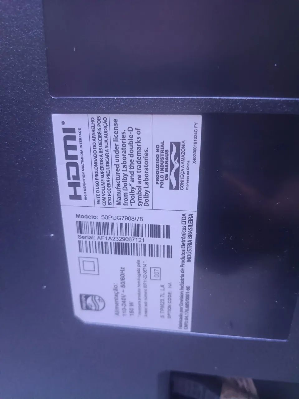 Smart TV 50PUG7908/78  Philips Ambilight  com tela quebrada  - Foto 2