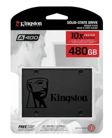 SSD Kingston A400 480GB -500mb/s para Leitura e 320mb/s para Gravação Original Lacrado.
