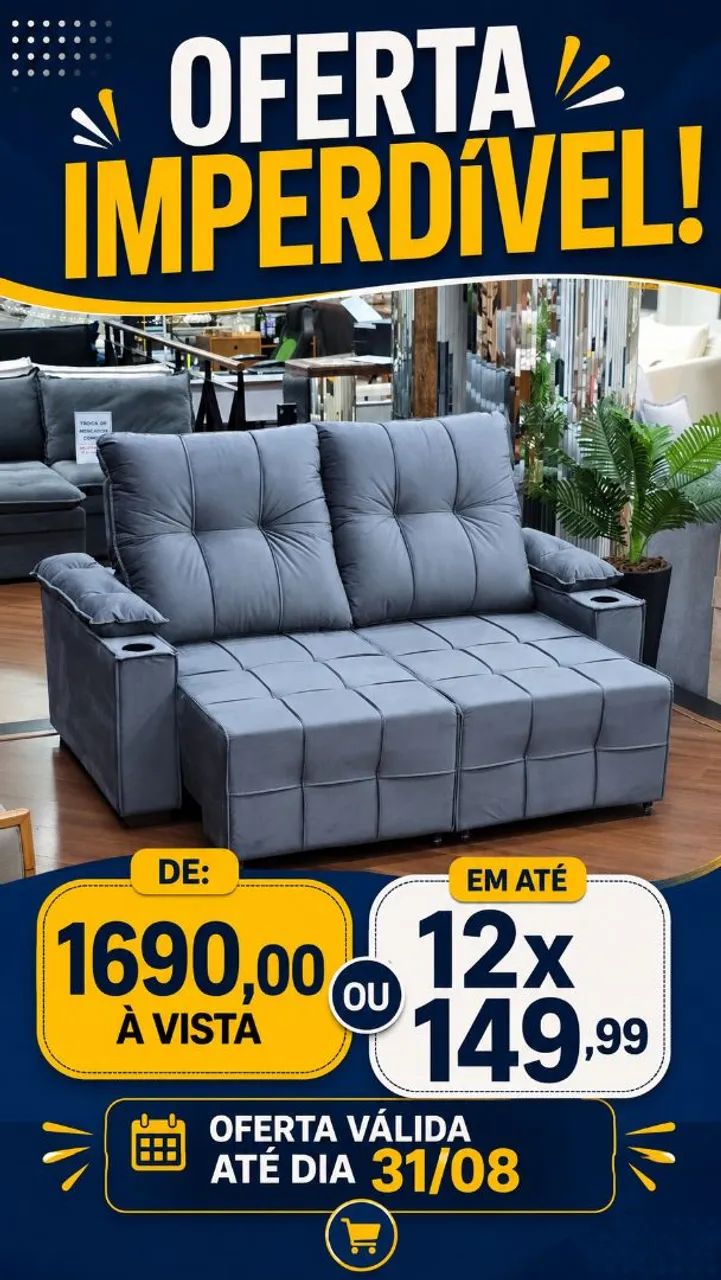 Sofa Miame 2,00m Retrátil e reclinável 