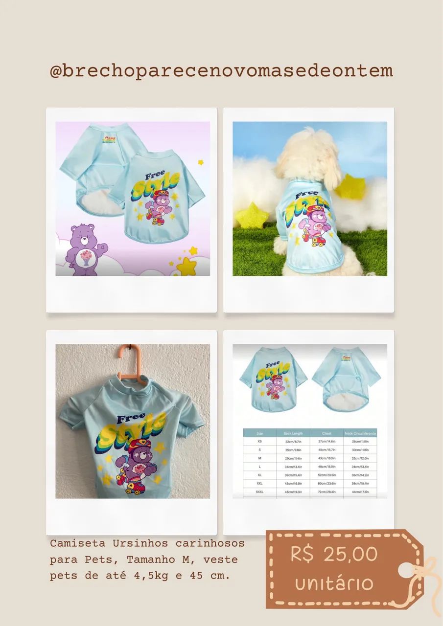 Roupa para Pet Ursinhos Carinhosos 