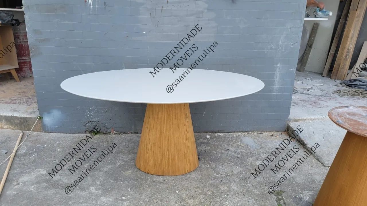 Base cone freijó + tampo oval 1.60x0.90 branco primer - Foto 2