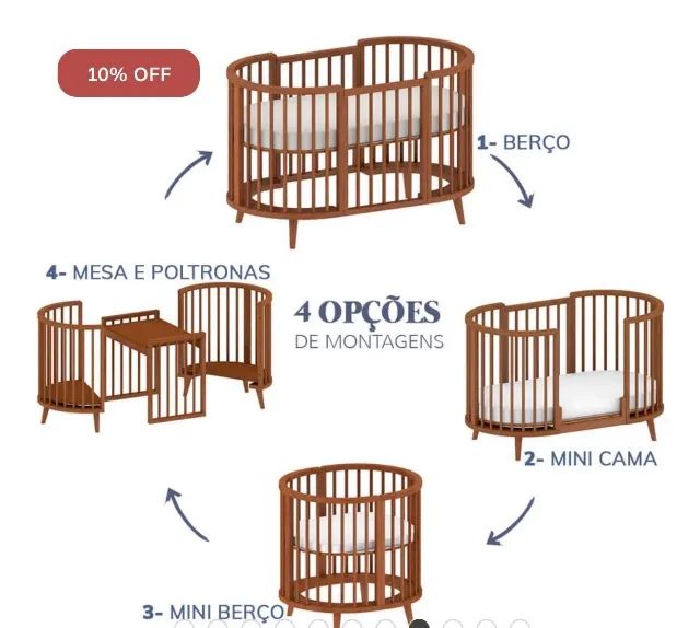 Berço 4 em 1 Oval  - Foto 2